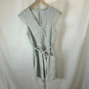 O’Neil Size Medium Cotton Dress Casual Comfort Sundress Green White Striped